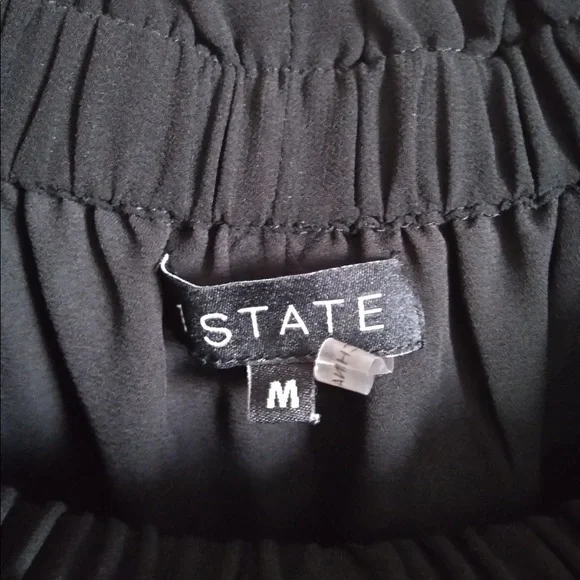 1. State Size Medium Black Ruffle Short Sleeve Off The Shoulder Blouse - Picture 8 of 11